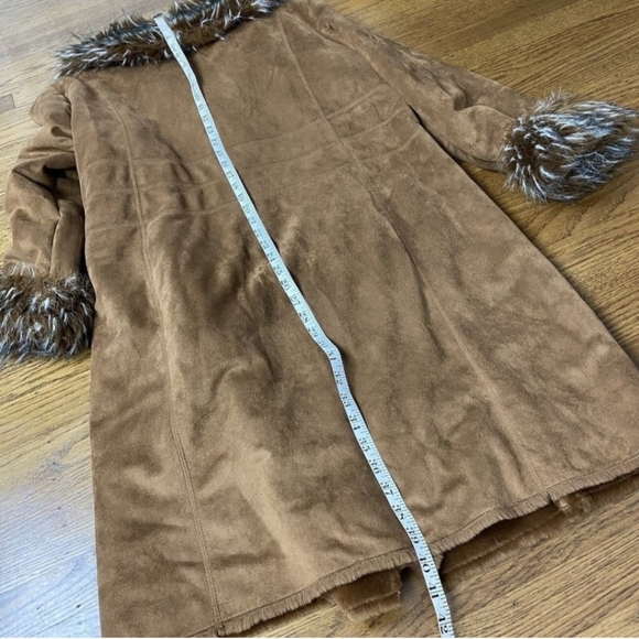 Vintage Brown Faux Fur Trim Penny Lane Coat - Picture 8 of 9